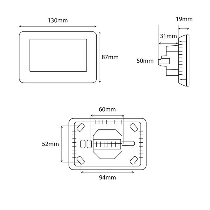 Thermostat Size Colour Touch Screen